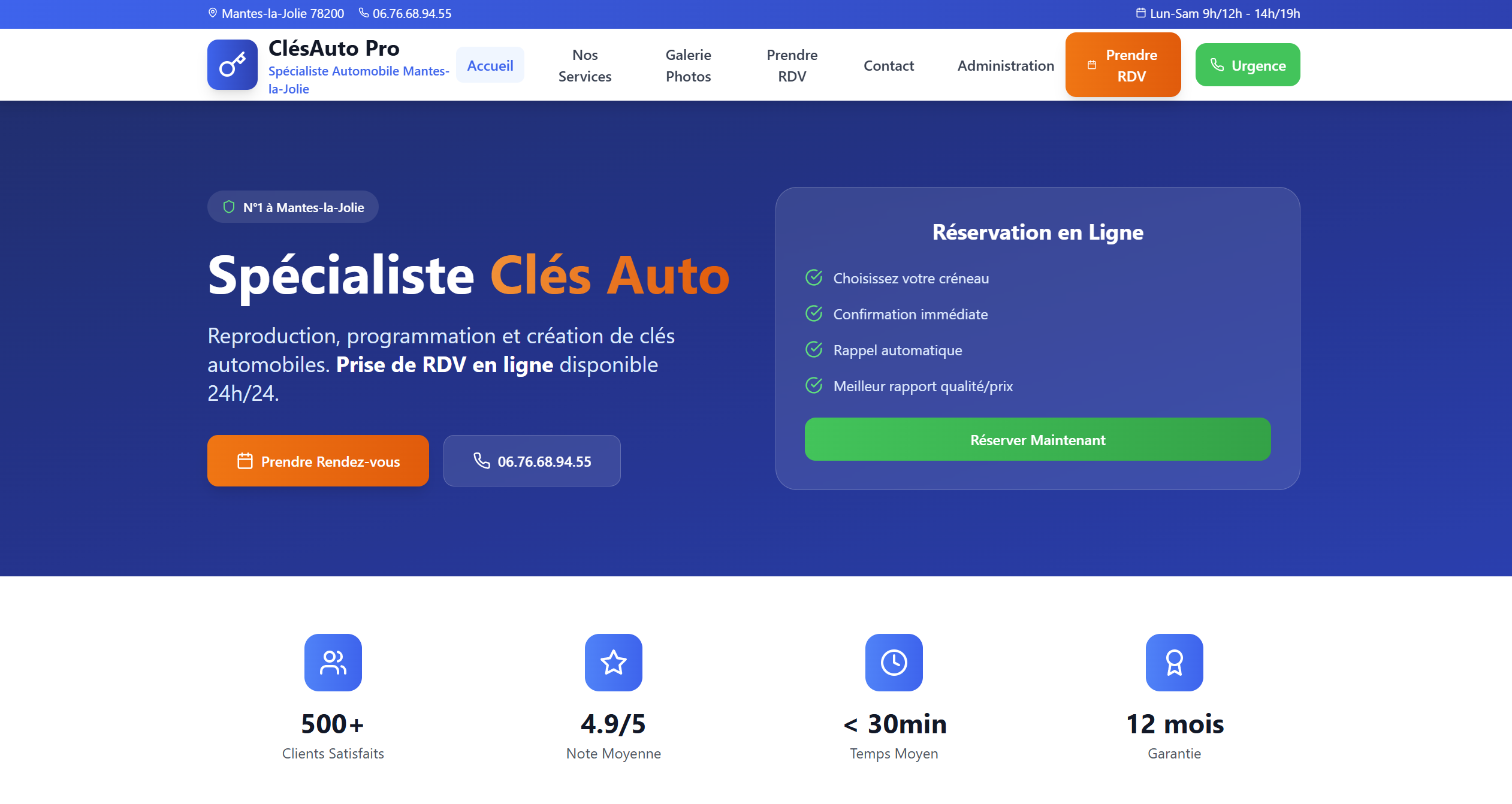 Screenshot du projet ClésAuto Pro